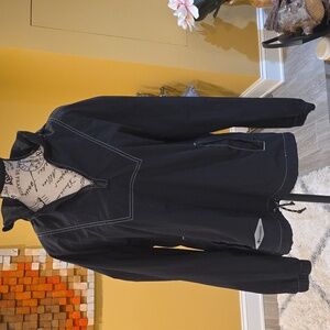 Champion Black Windbreaker Jacket with White Stitching